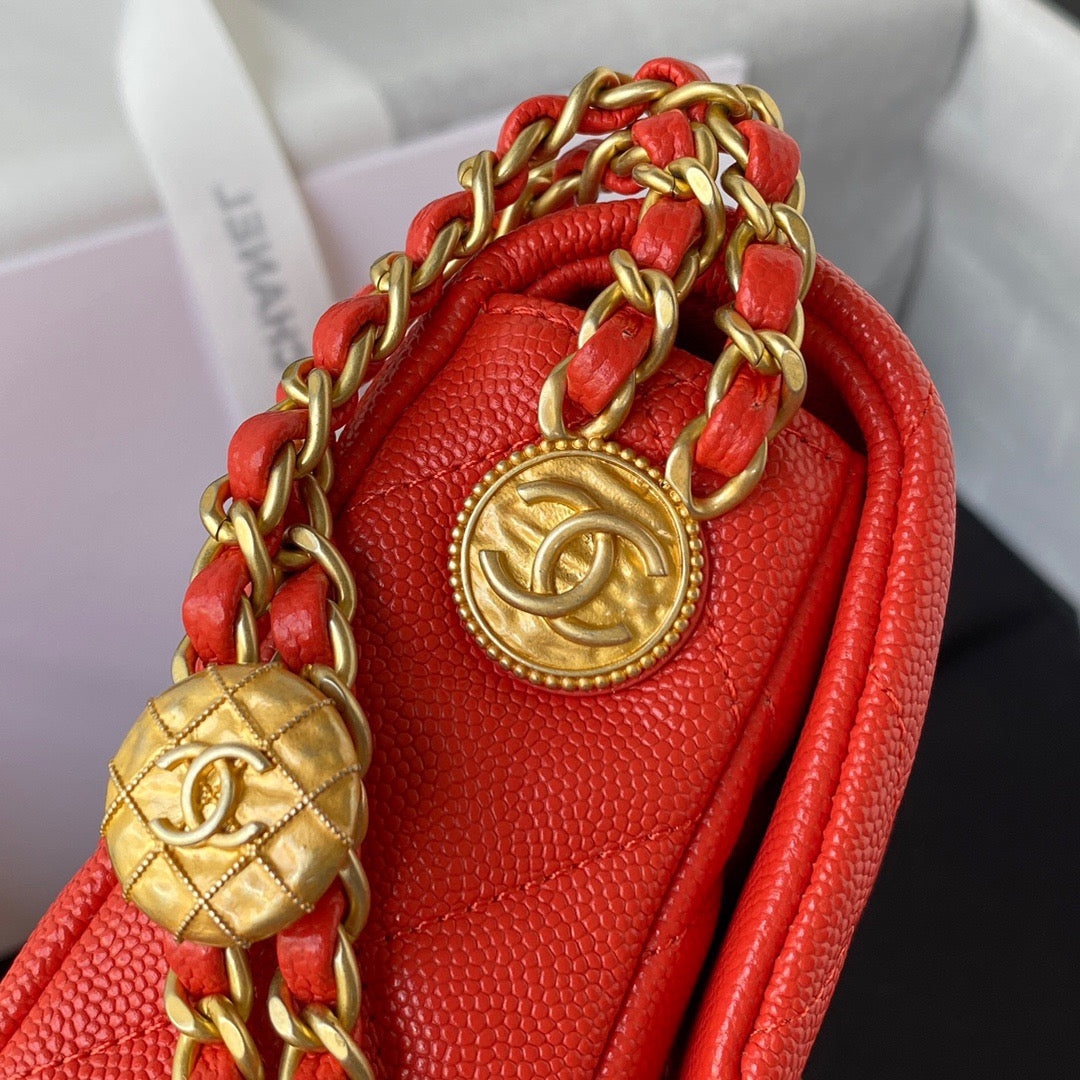 CHLMini Flap Bag With Top Handle Gold Hardware Red For Women, Women’s Handbags, Shoulder Bags 7.9in/20cm AS2431 