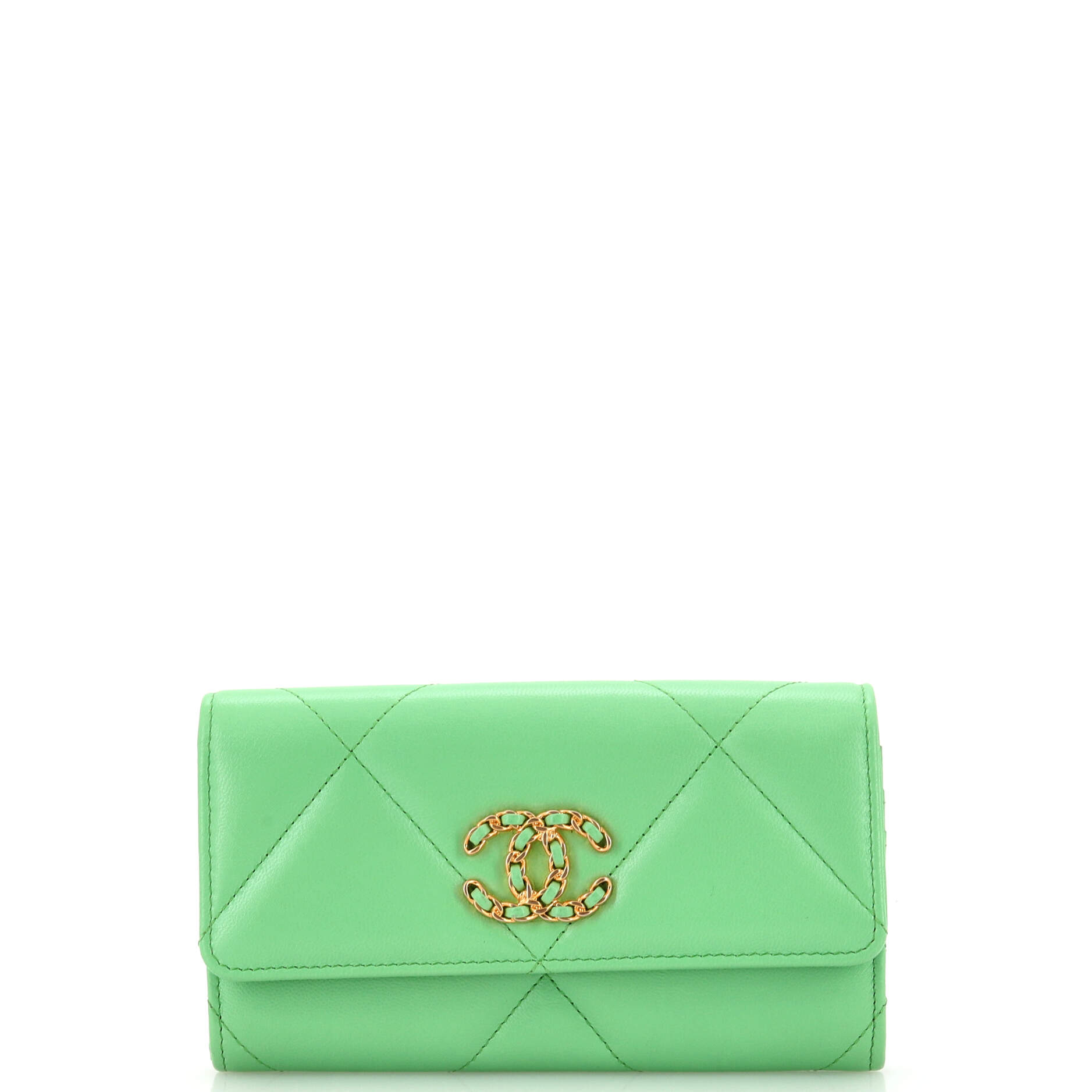 CHANEL 19 Flap Wallet Quilted Lambskin Long