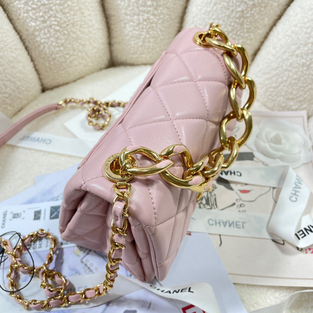 CHL Flap Bag Gold Hardware PiNike For Women, Women’s Handbags, Shoulder Bags 7.9in/20cm AS3366
