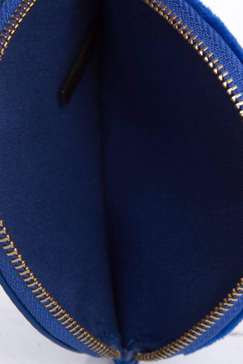 Maje Royal Blue Velvet Quilted Coin Purse