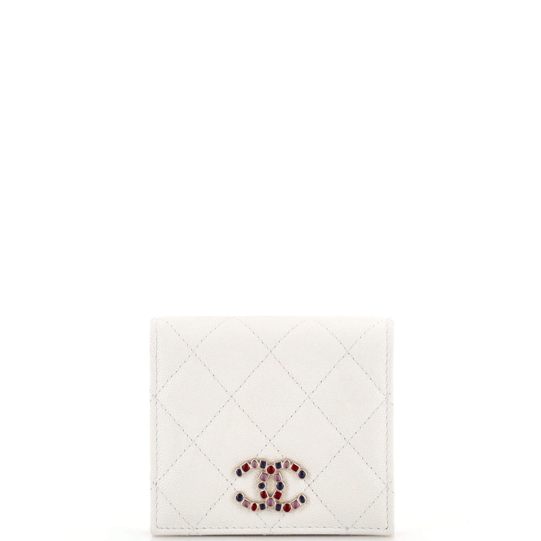 CHANEL Crystal CC Bifold Wallet Quilted Caviar Compact