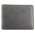 Louis Vuitton Portefolio Multiple Double Fold Wallet Black Monogram Leather Compact Wallet Mens