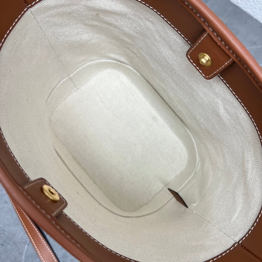 GLAMI Small Bucket Cuir Triomphe In Textile Natural / Tan For Women 9in/22cm 198242EGlamI.02NT