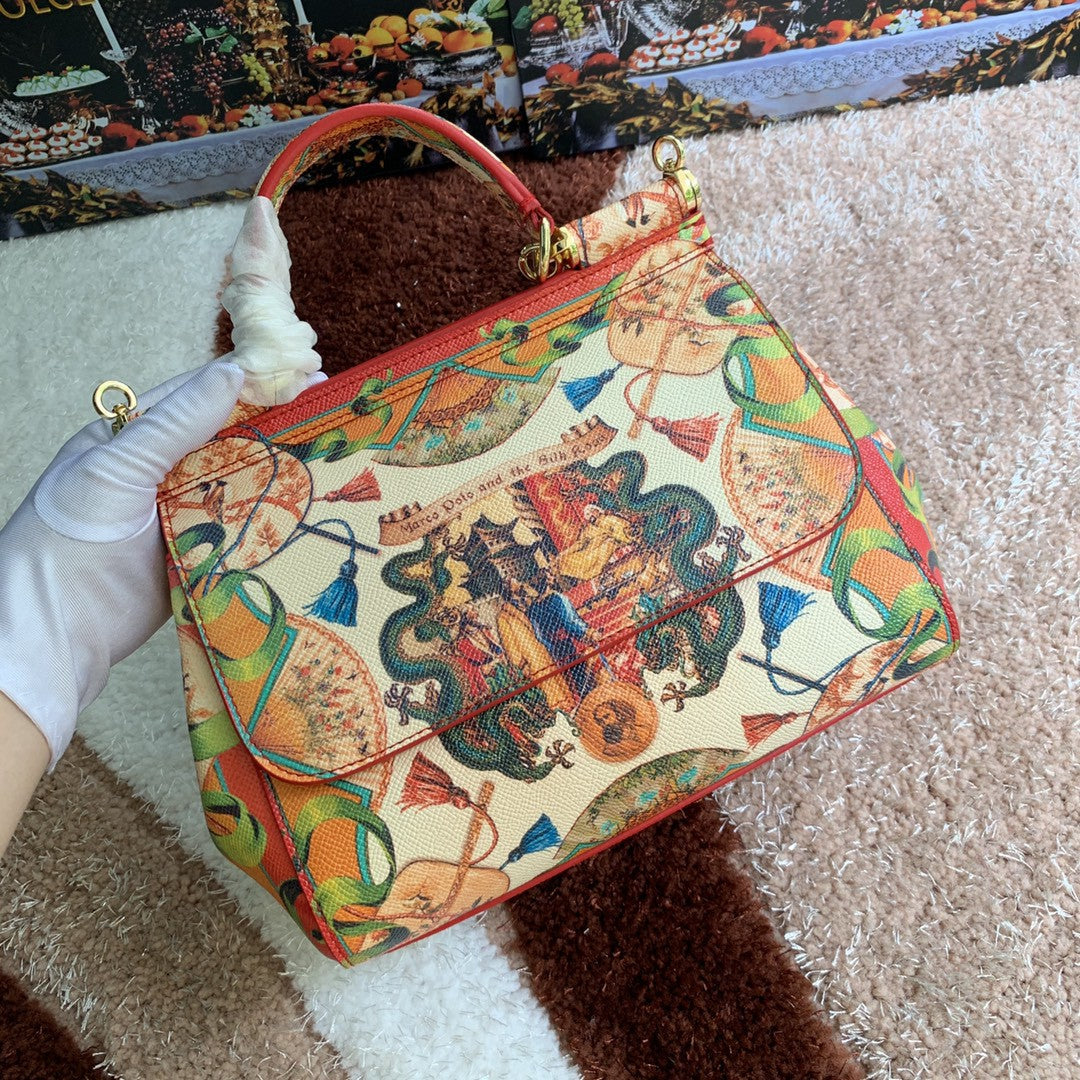 GLAMI MeGLAMIum Sicily Handbag Unique Print Motifs Muticolour For Women 10.2in/26cm GLAMI