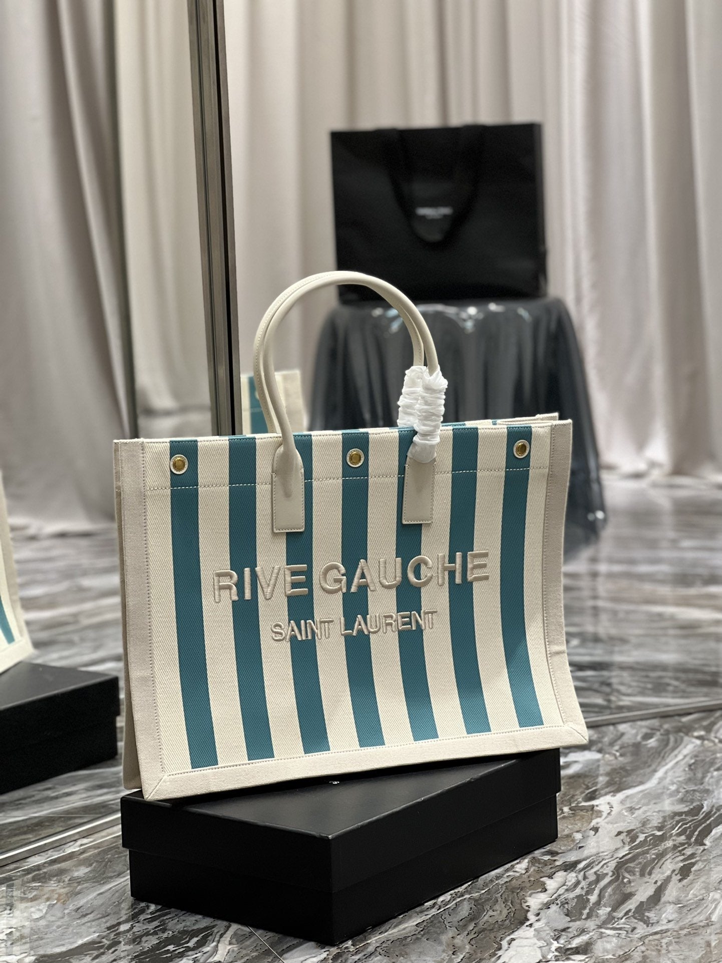 GLAMI Rive Gauche Tote Bag In Water Green For Women 18.9in/48cm YSL 499290FAAD51680