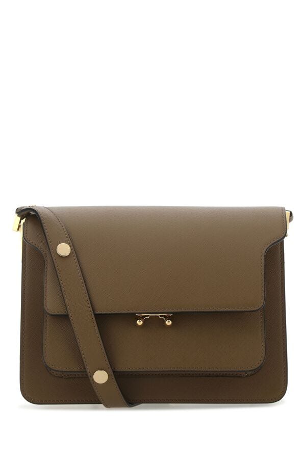 Marni Woman Brown Leather Trunk Shoulder Bag