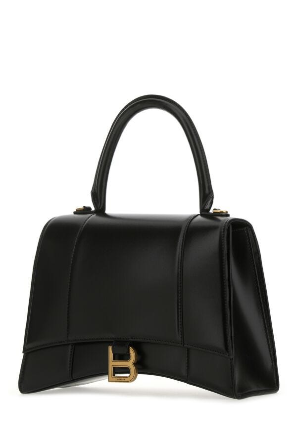Balenciaga Woman Black Leather Medium Hourglass Handbag