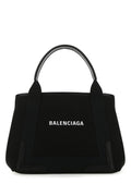 Balenciaga Woman Black Canvas Small Cabas Navy Handbag