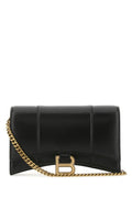 Balenciaga Woman Black Leather Hourglass Clutch