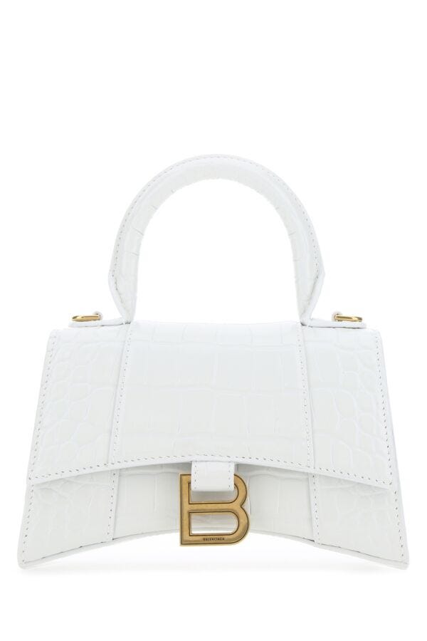 Balenciaga Woman White Leather Xs Hourglass Handbag