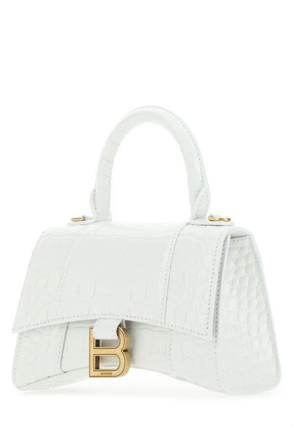 Balenciaga Woman White Leather Xs Hourglass Handbag