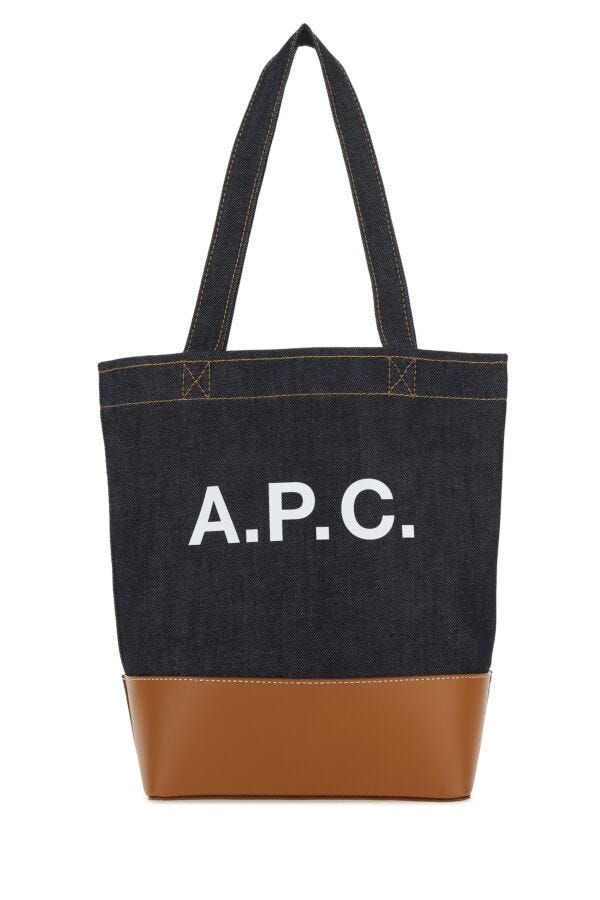 A.P.C. Man Two-Tone Denim And Leather Axelle Shopping Bag