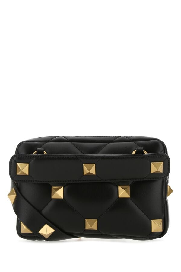 Valentino Garavani Man Black Nappa Leather Roman Stud Handbag