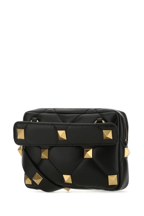 Valentino Garavani Man Black Nappa Leather Roman Stud Handbag