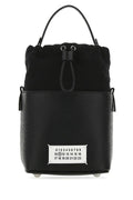 Maison Margiela Woman Black Leather And Canvas Mini 5Ac Bucket Bag