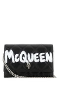 Alexander Mcqueen Woman Black Leather Small Skull Clutch