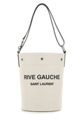Saint Laurent Woman Two-Tone Canvas And Leather Medium Rive Gauche Bucket Bag
