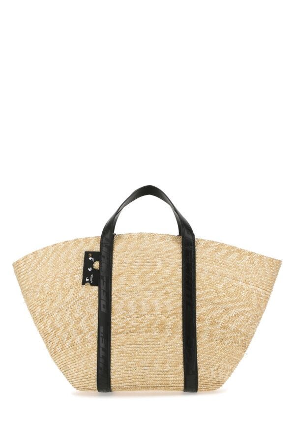 Off White Woman Straw Commercial 45 Shopping Bag