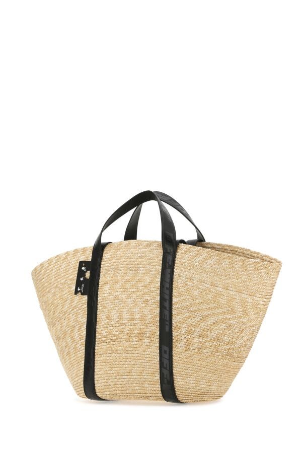 Off White Woman Straw Commercial 45 Shopping Bag
