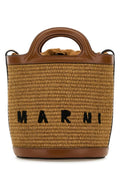 Marni Woman Two-Tone Leather And Raffia Tropicalia Bucket Bag