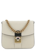 Maison Margiela Woman Two-Tone Leather And Cotton New Lock Square Handbag