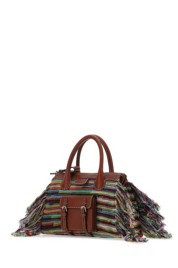 Chloe Woman Multicolor Leather And Cashmere Medium Edith Handbag
