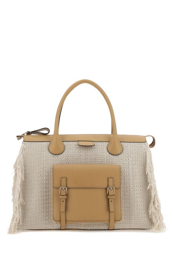 Chloe Woman Two-Tone Cotton Blend Oversize Edith Handbag