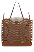 Chloe Woman Two-Tone Leather And Linen Medium Kayan Shopping Bag
