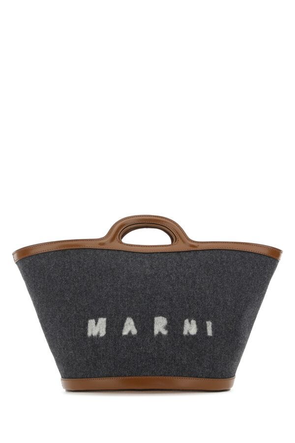 Marni Woman Two-Tone Felt And Leather Small Tropicalia Summer Handbag