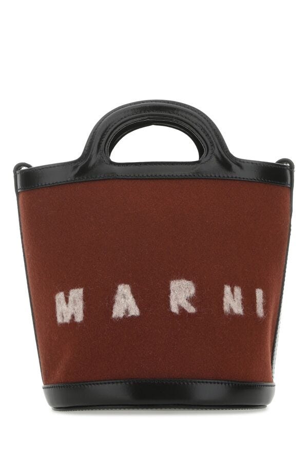 Marni Woman Two-Tone Felt And Leather Tropicalia Bucket Bag