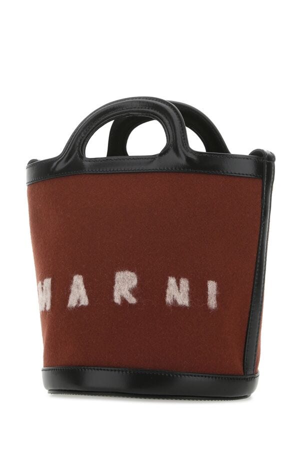 Marni Woman Two-Tone Felt And Leather Tropicalia Bucket Bag