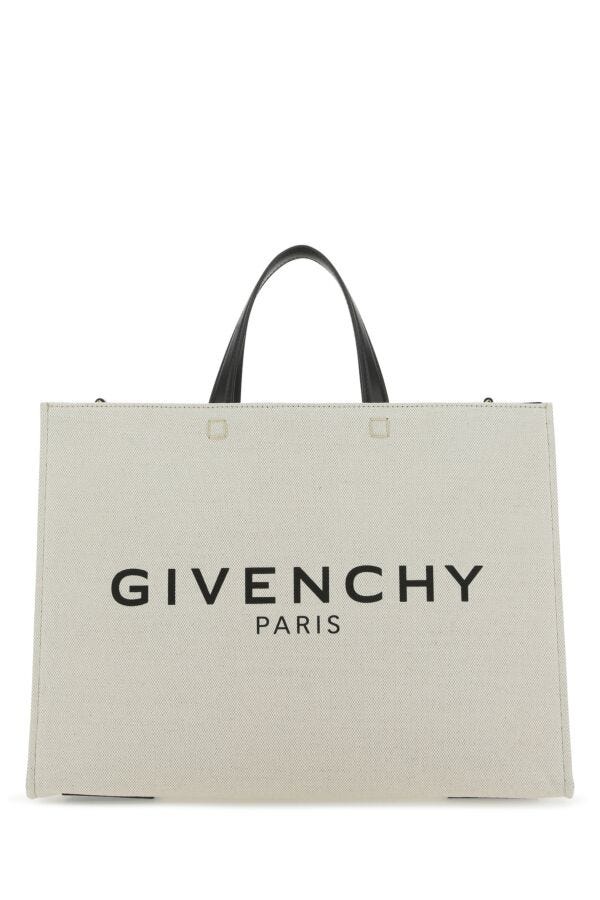 Givenchy Woman Ivory Canvas Medium G Shopping Bag