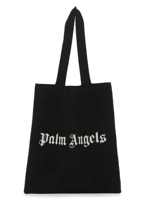Palm Angels Man Black Wool Blend Shopping Bag