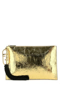 Fendi Woman Gold Leather Clutch