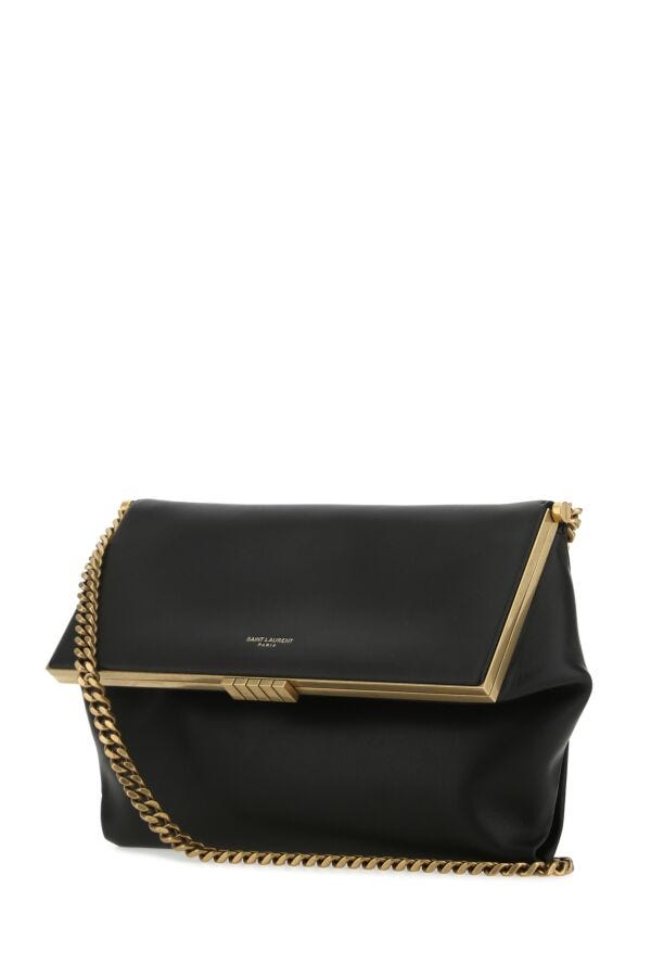 Saint Laurent Woman Black Leather Medium Fanny Shoulder Bag