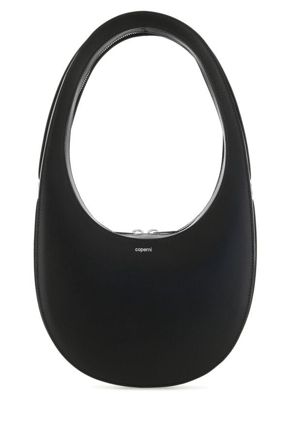 Coperni Woman Black Leather Swipe Handbag