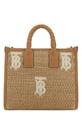 Burberry Woman Two-Tone Raffia And Leather Mini Freya Handbag