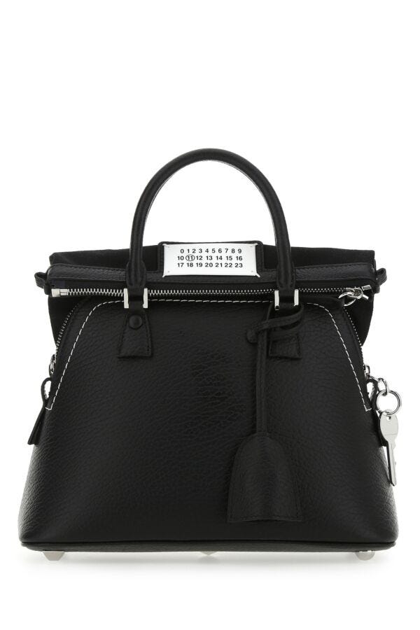 Maison Margiela Woman Black Leather Mini 5Ac Handbag