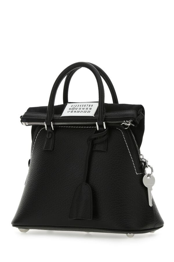 Maison Margiela Woman Black Leather Mini 5Ac Handbag