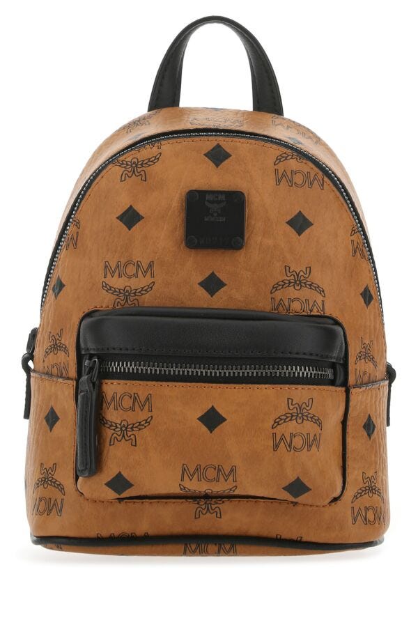 Mcm Unisex Printed Leather Handbag