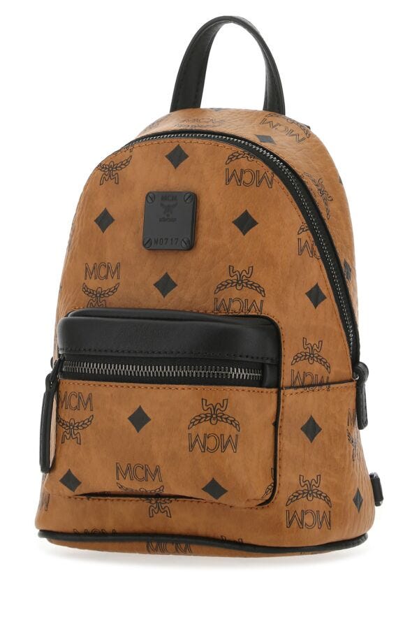 Mcm Unisex Printed Leather Handbag