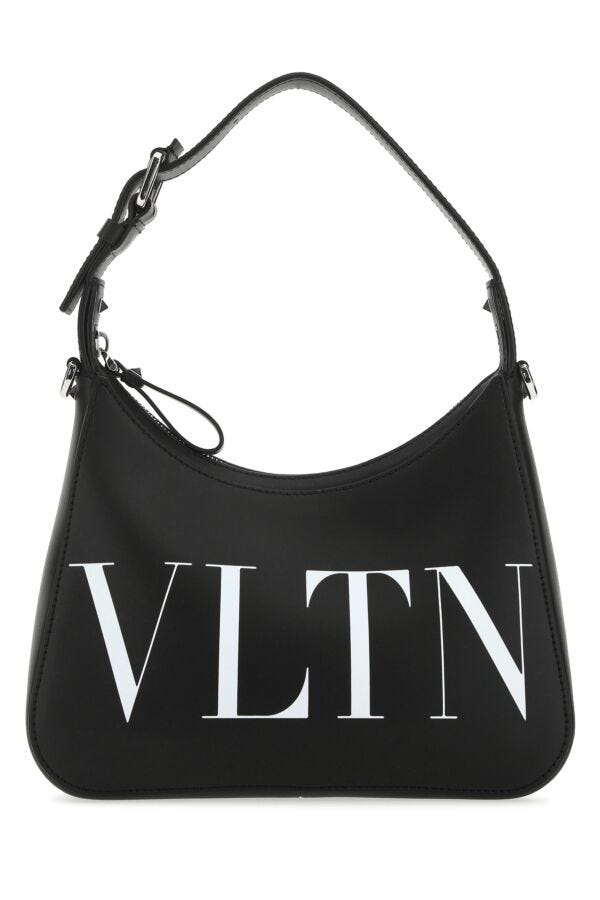 Valentino Garavani Man Black Leather Vltn Handbag