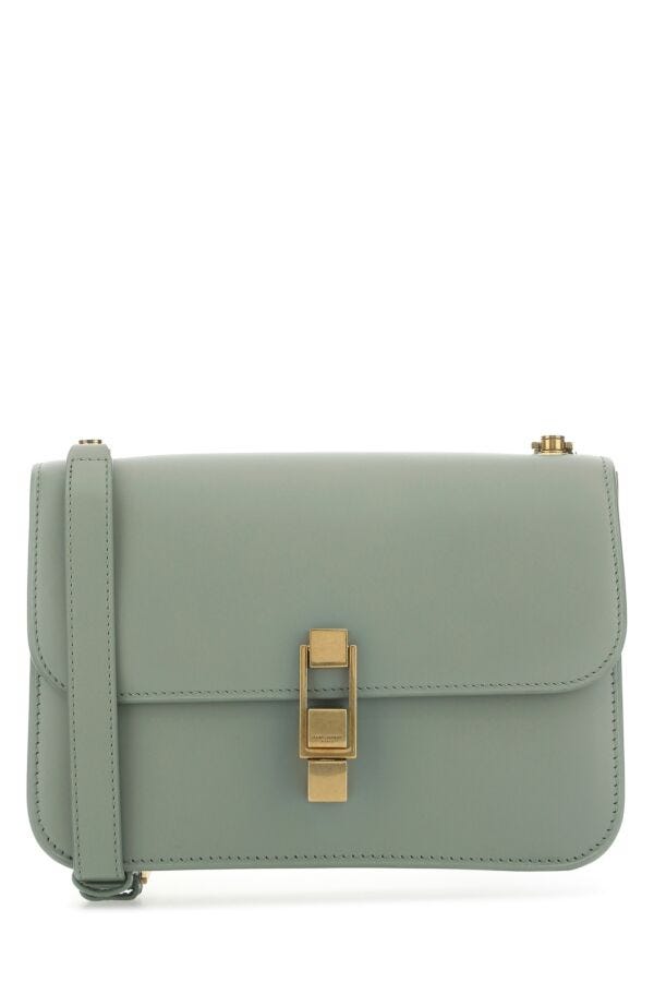 Saint Laurent Woman Sage Green Leather Carre Shoulder Bag