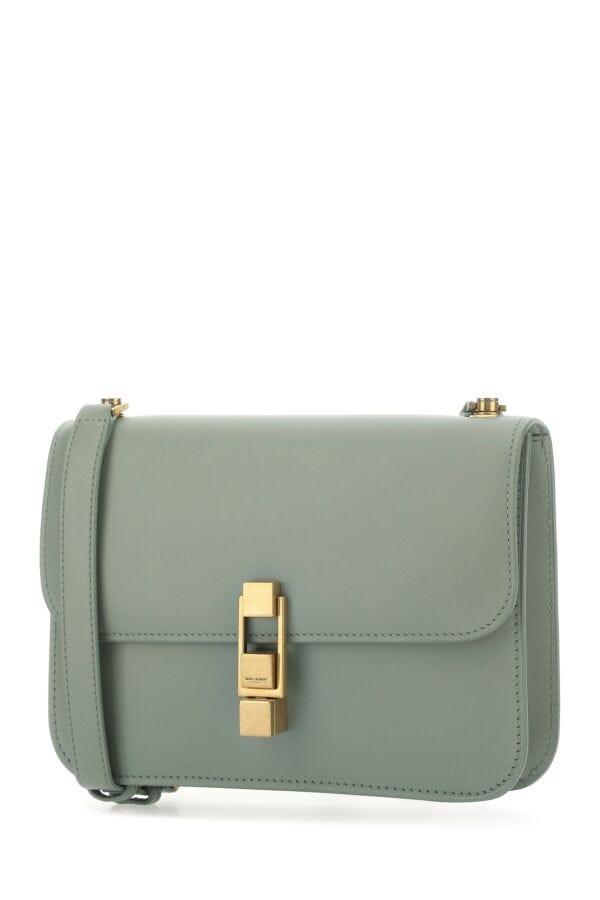 Saint Laurent Woman Sage Green Leather Carre Shoulder Bag