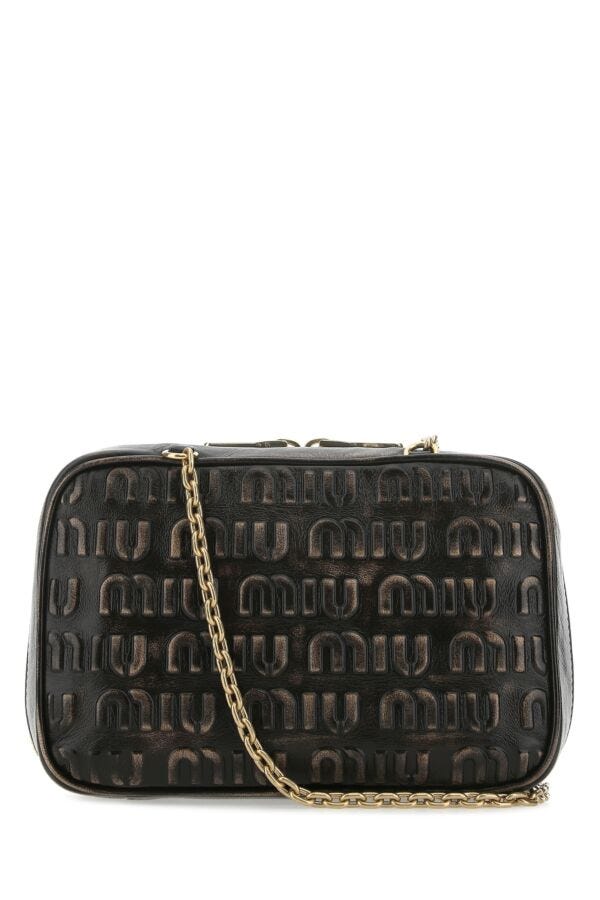 Miu Miu Woman Dark Brown Leather Shoulder Bag