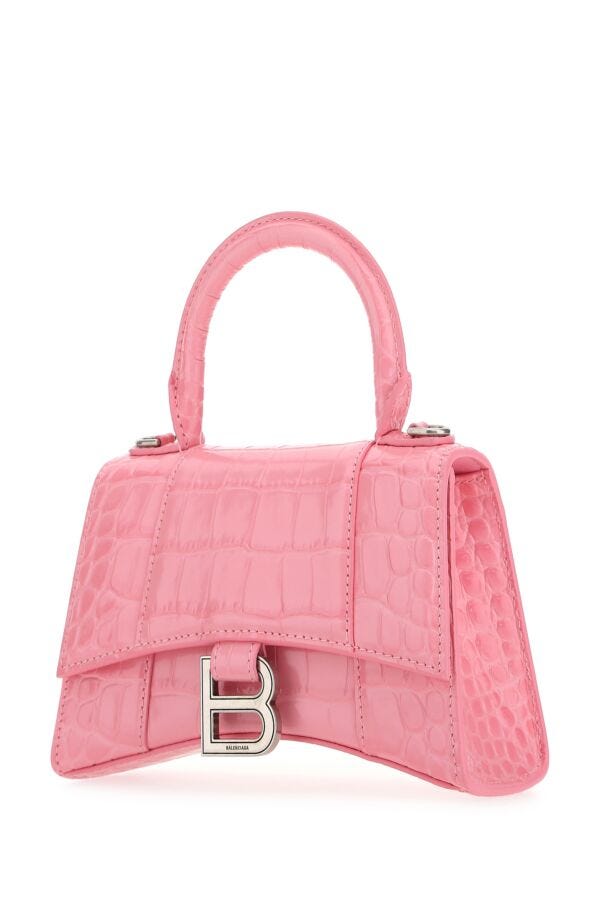 Balenciaga Woman Pink Leather Xs Hourglass Handbag