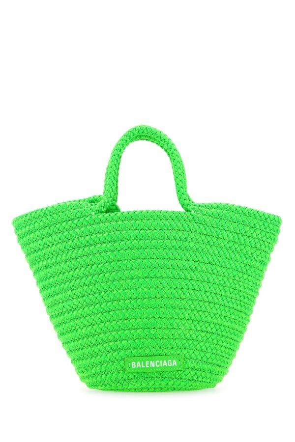 Balenciaga Woman Fluo Green Rope Small Ibiza Handbag