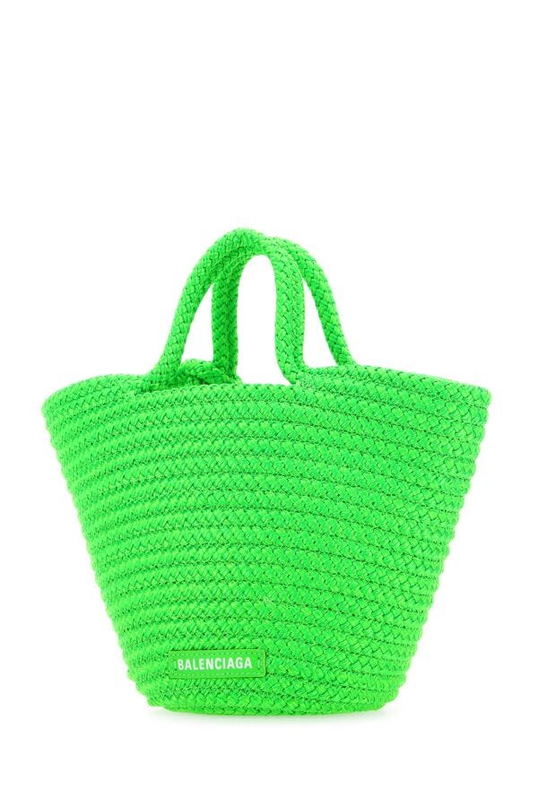 Balenciaga Woman Fluo Green Rope Small Ibiza Handbag