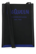Alexander Mcqueen Man Black Fabric Mini Edge Crossbody Bag