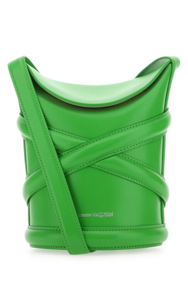 Alexander Mcqueen Woman Grass Green The Curve Bucket Hat